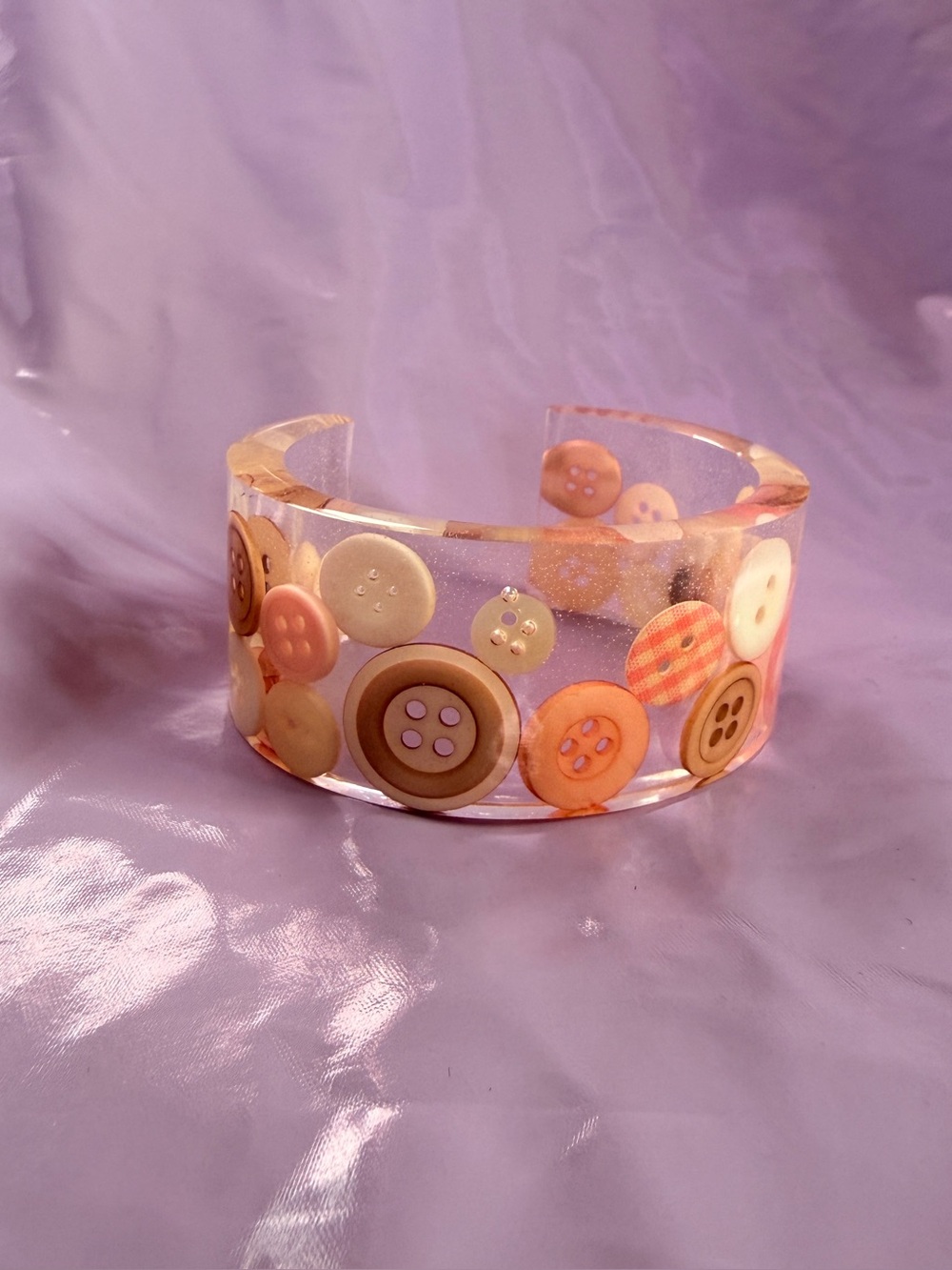 Pink and white button bangle
